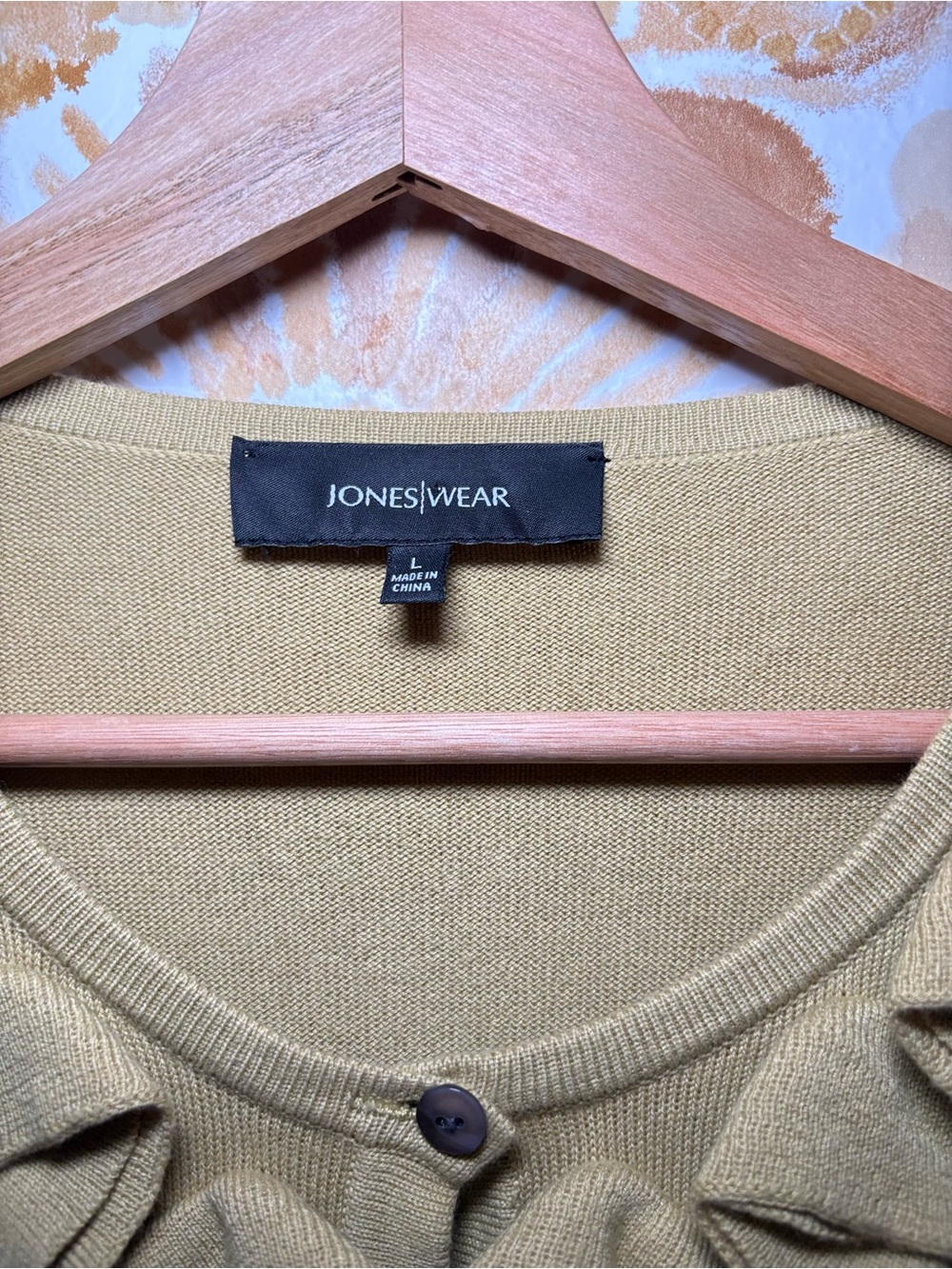Jones Wear Ruffle Cardigan Sweater | Button Front Lightweight Knit - Picture 3 of 10